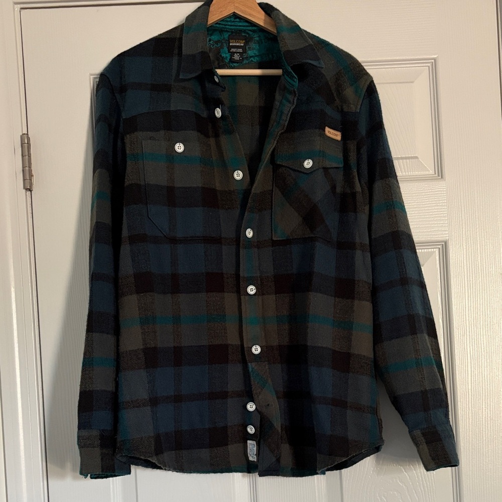 Volcom Teal and Black Workwear Shirt